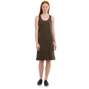 Margaret Howell olive green tank dress with button detail, size S
